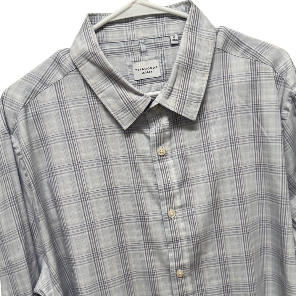 7 Diamonds Legacy Santiago Plaid Button Down Shirt Mens XL Light Blue SMKL-7580
